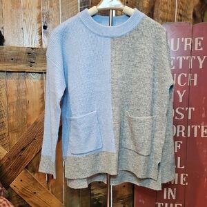 Hem & Thread Two-Tone Blue and Gray Women's Sweater